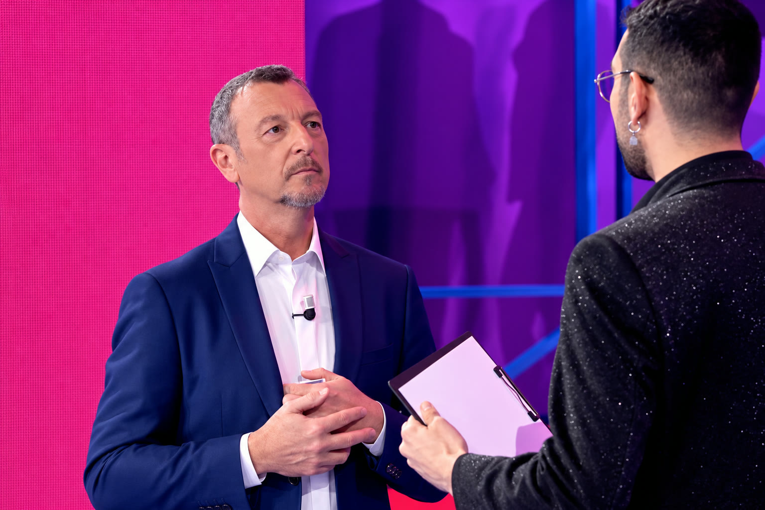 Ralgos con Amadeus durante una trasmissione televisiva